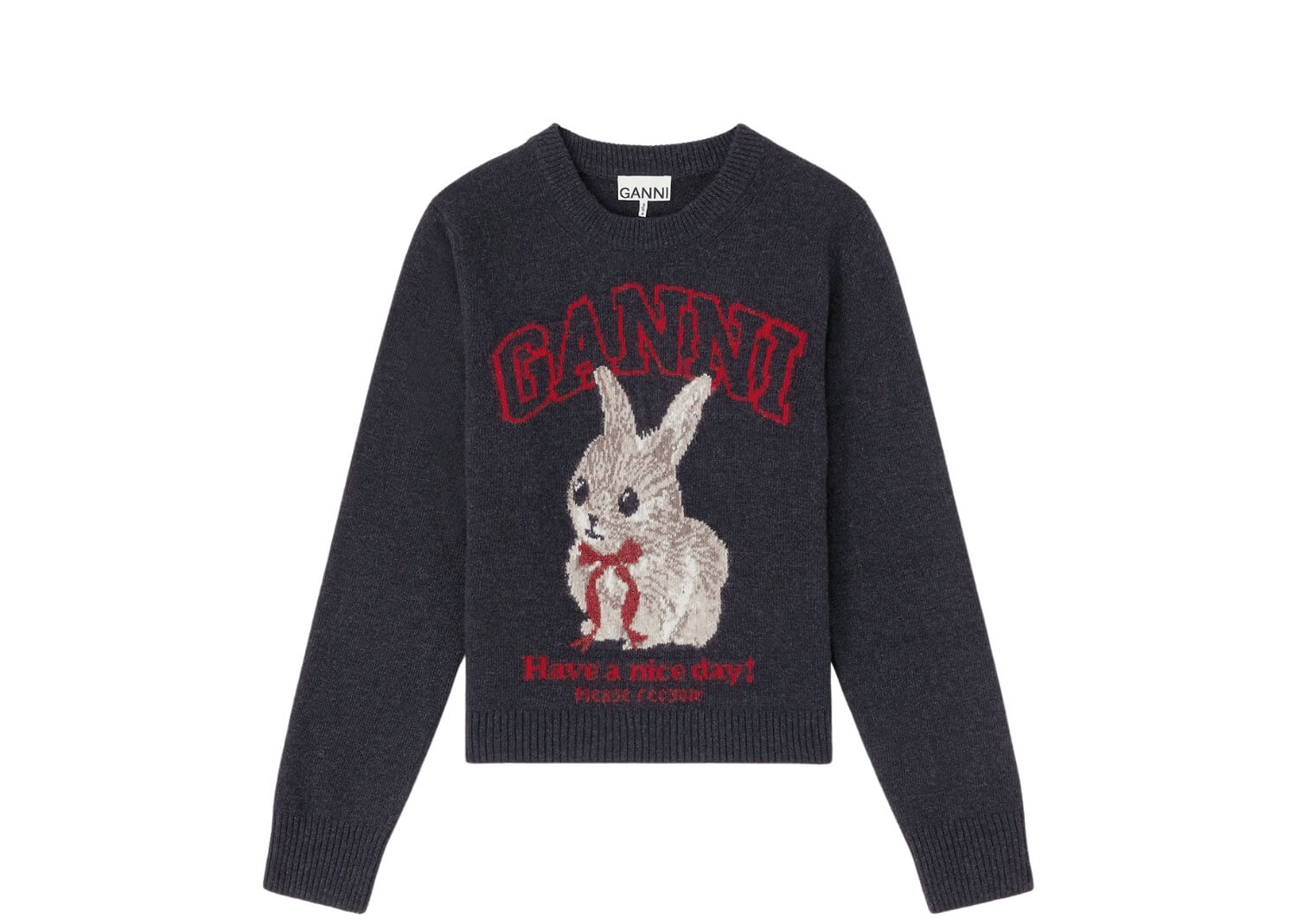GANNI Graphic Wool Jumper Phantom
