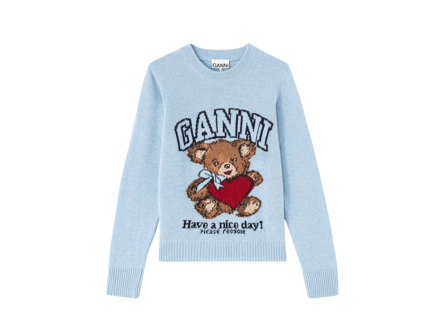 GANNI Graphic Wool Jumper Phantom Baby Blue