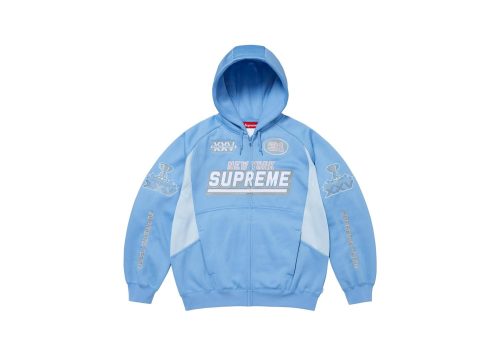 Supreme Football Zip Up Hooded Sweatshirt Light Blue