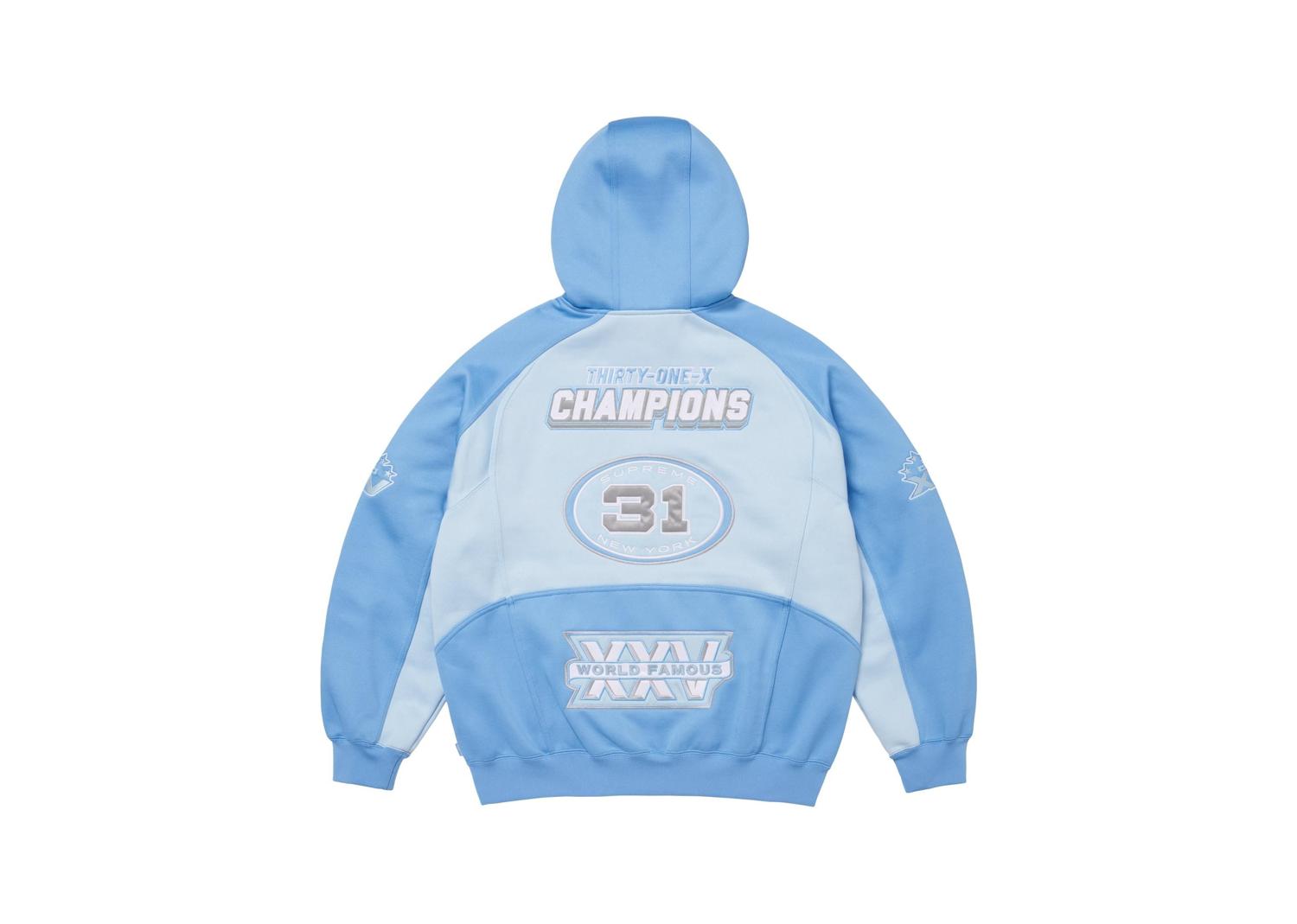 Supreme Football Zip Up Hooded Sweatshirt (FW25) Light Blue
