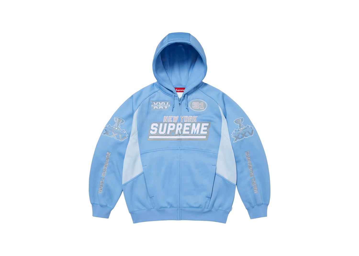 Supreme Football Zip Up Hooded Sweatshirt Light Blue