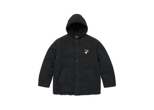 Supreme Number ine Faux Shearling Hooded Coat Black