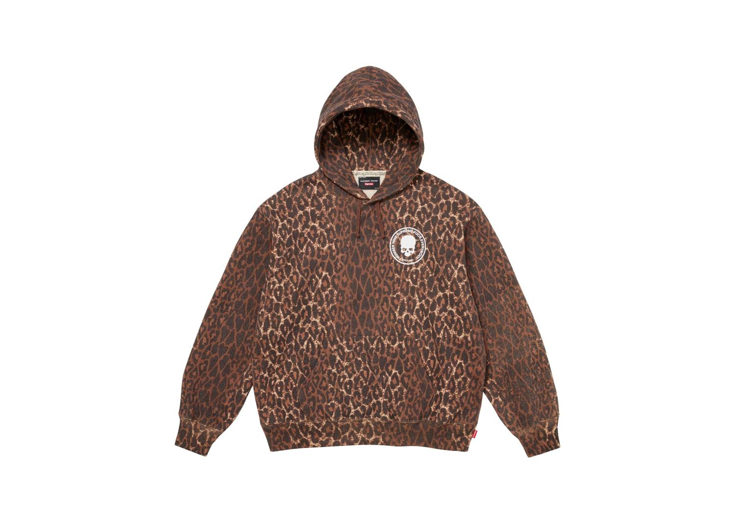 Supreme Number ine Hooded Sweatshirt Leopard