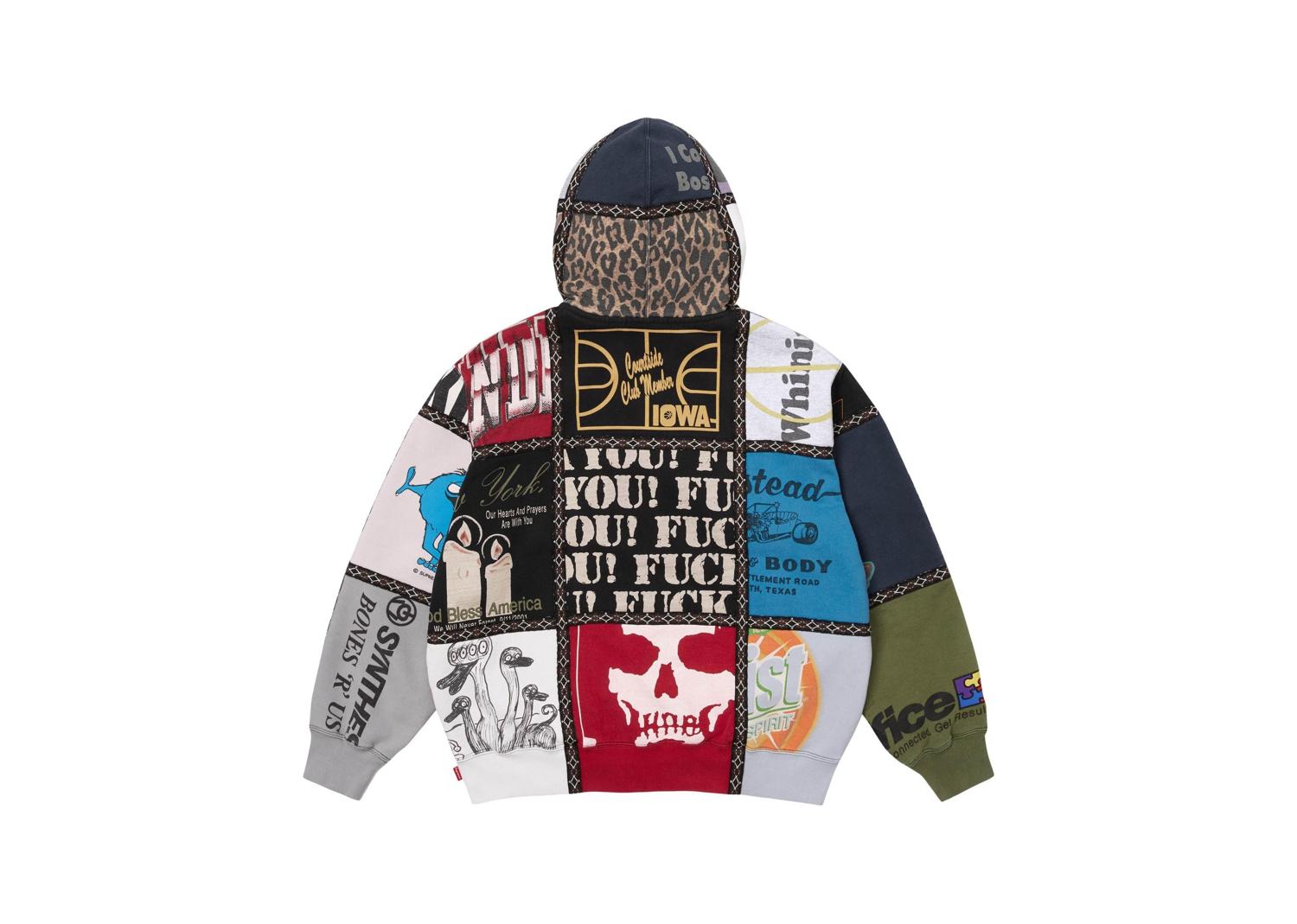 Supreme Number (N)ine Patchwork Zip Up Hooded Sweatshirt