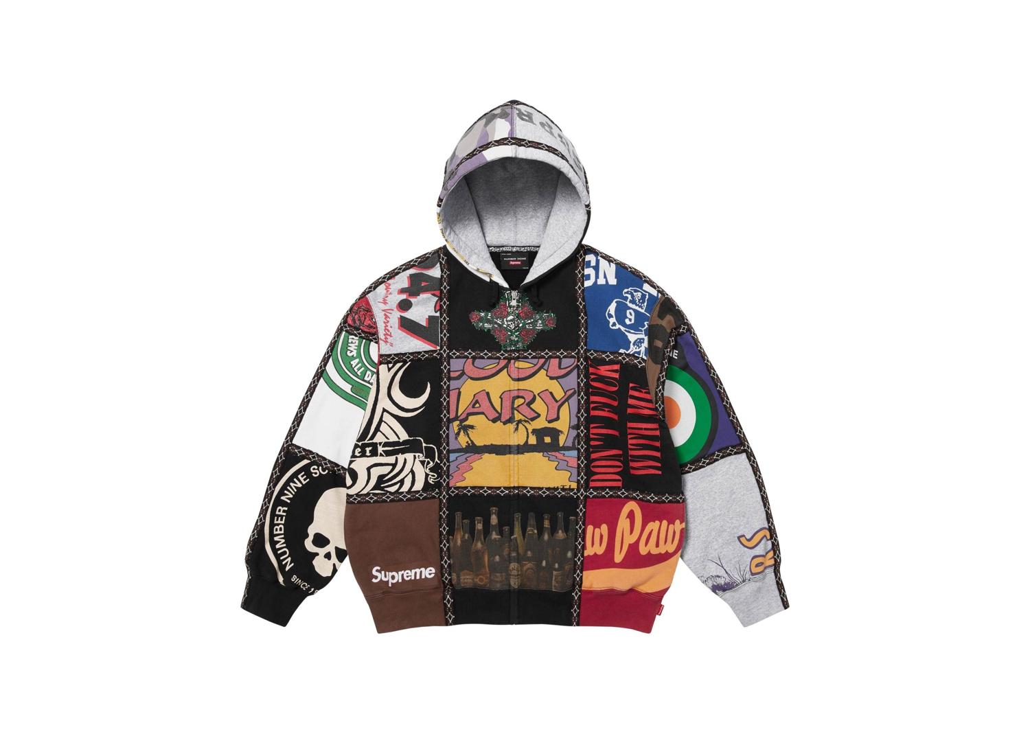 Supreme Number ine Patchwork Zip Up Hooded Sweatshirt Multicolor