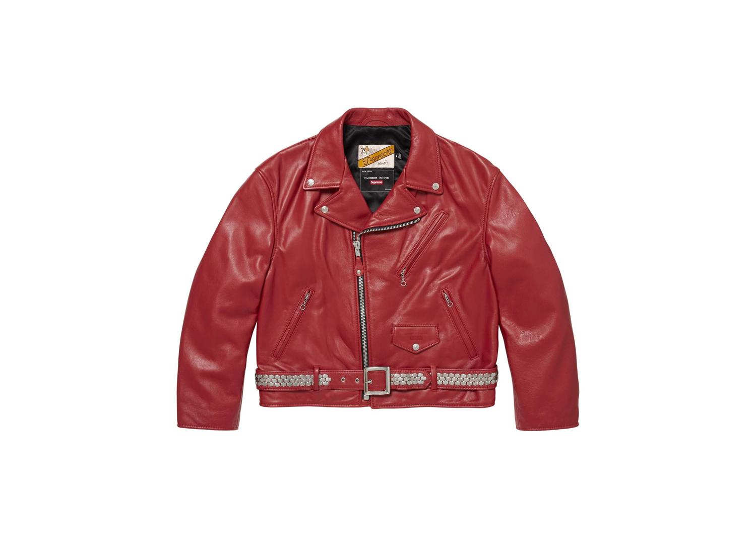 Supreme Number ine Schott Perfecto Leather Jacket Red