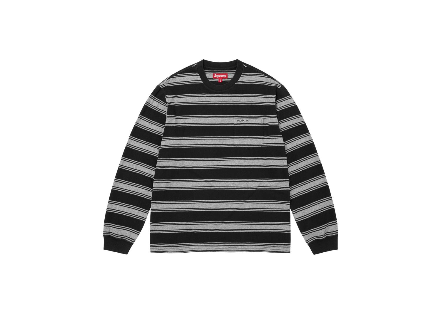 Supreme Stripe Pocket LS Top Black