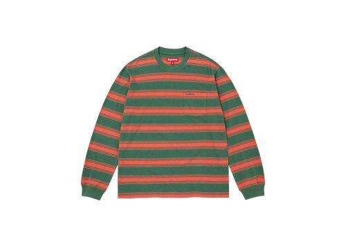 Supreme Stripe Pocket LS Top Green
