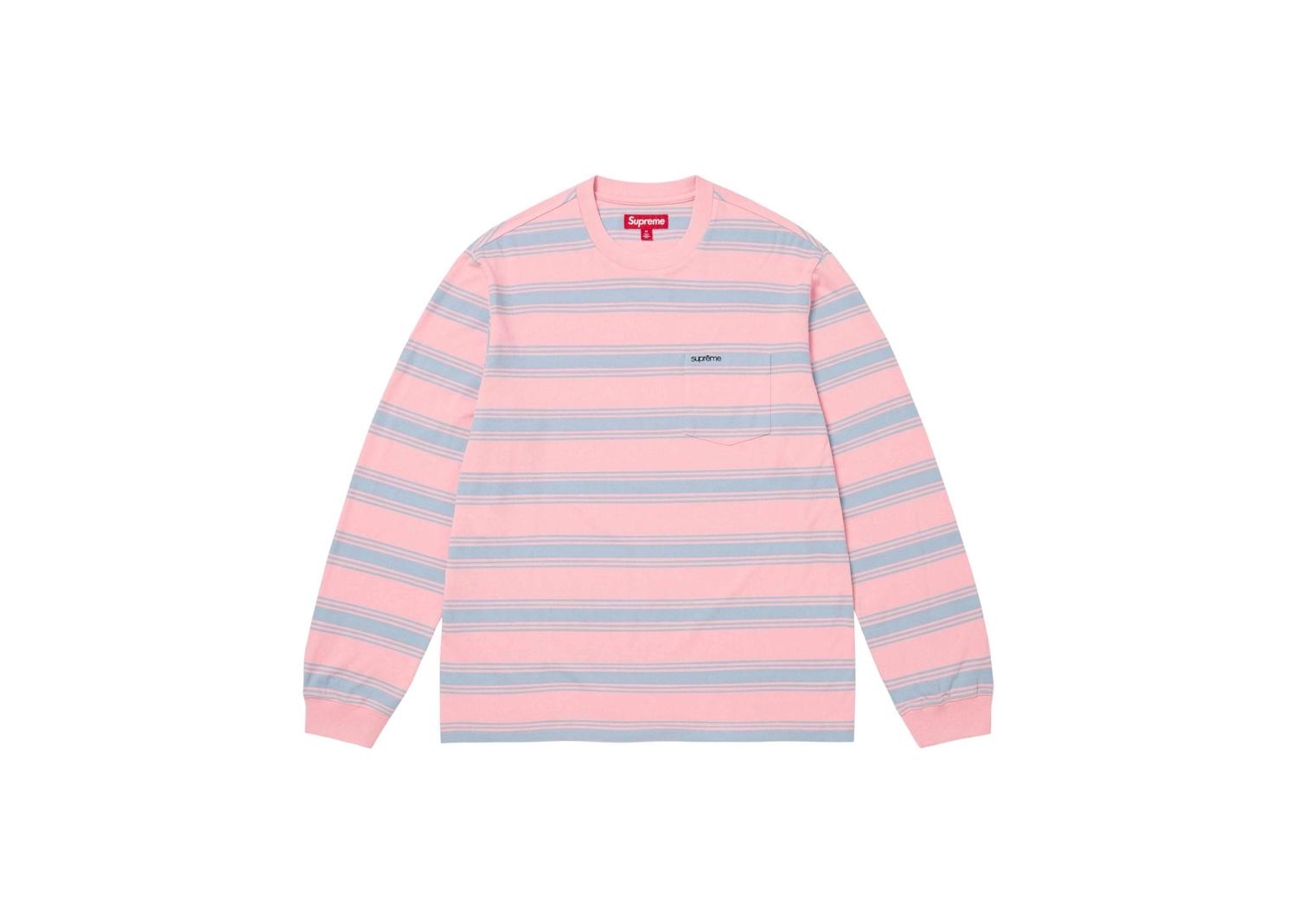 Supreme Stripe Pocket LS Top Pink