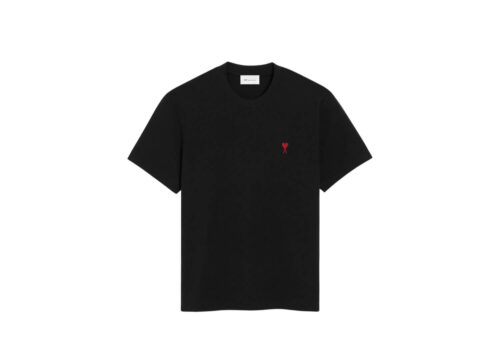 AMI PARIS Black Cotton Ami de Coeur T-Shirt Black Ami de Coeur T-shirt in organic cotton jersey