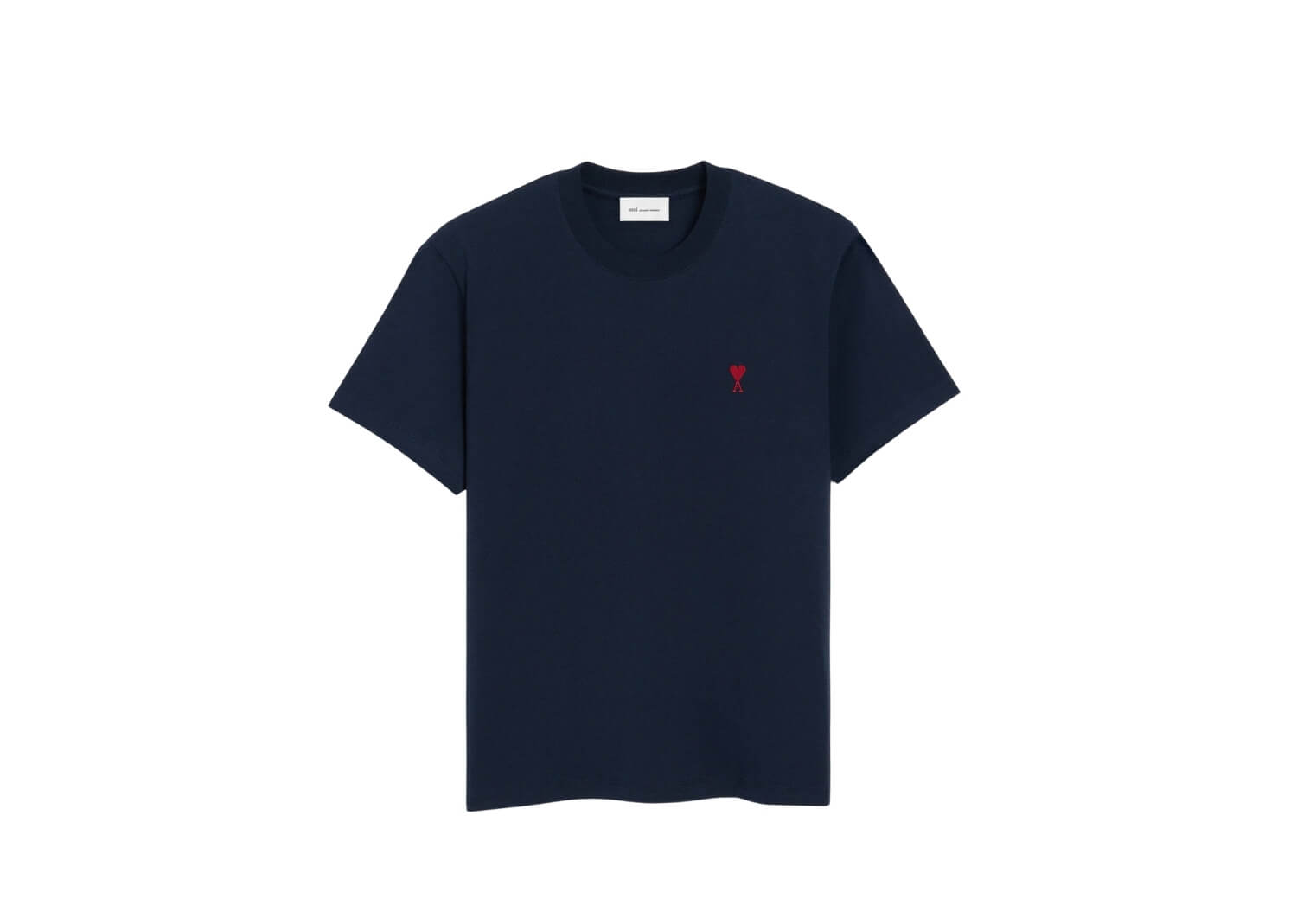AMI PARIS Navy Cotton Red Ami de Coeur T-Shirt Night Blue