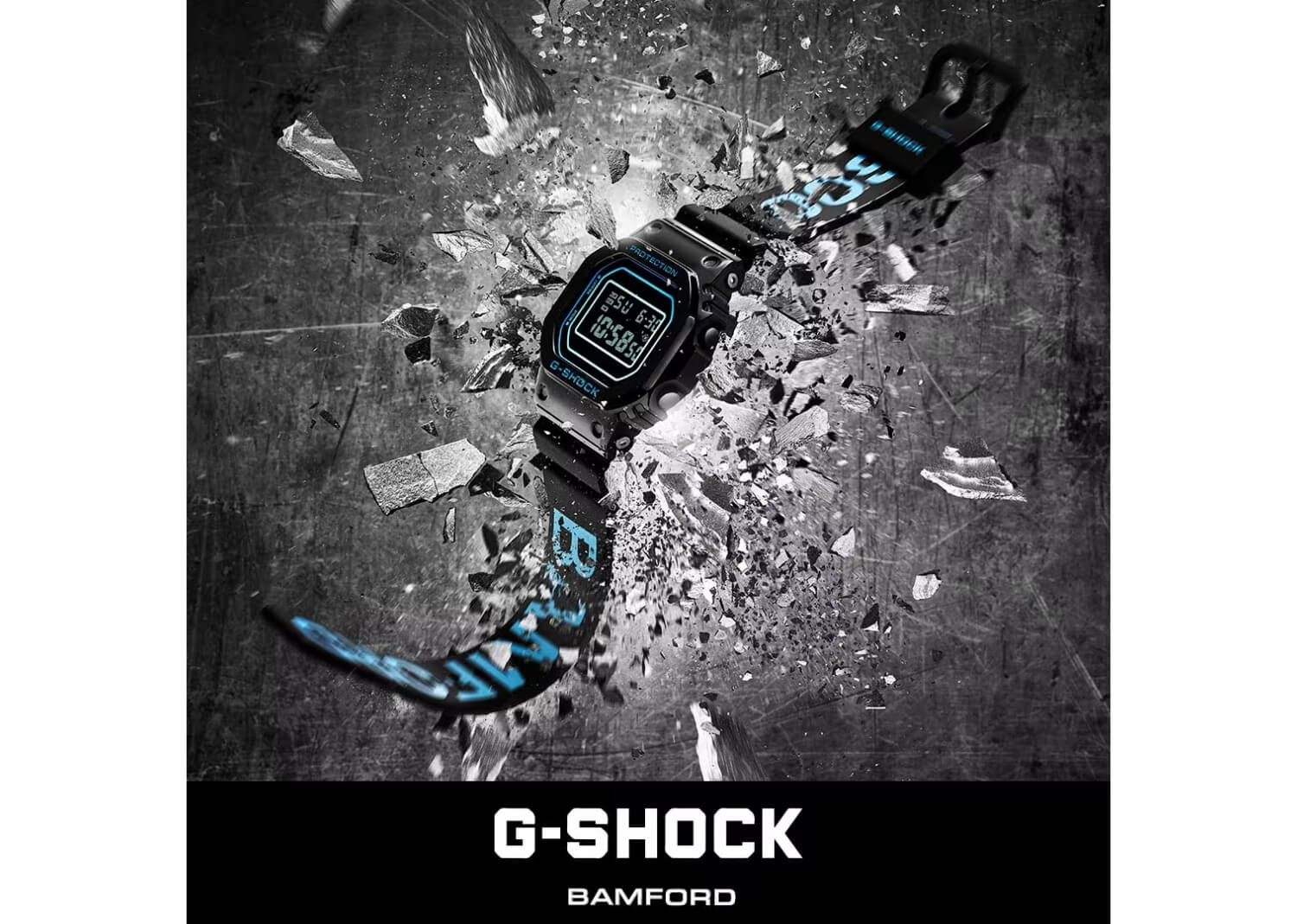 CASIO G-SHOCK GM-5600BWD-1 Black Aqua Blue BAMFORD Collaboration