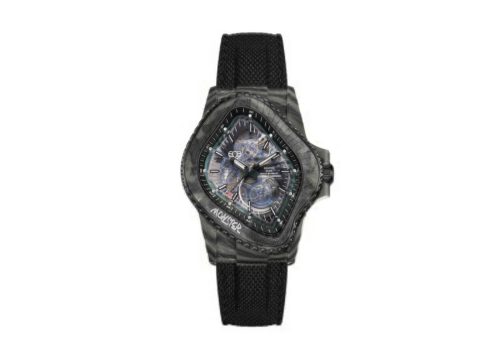 LAARVEE Watch PEA005-CFRPBLK Black Carbon Fiber Resin Composite Skeleton Dial Quick-Release Straps