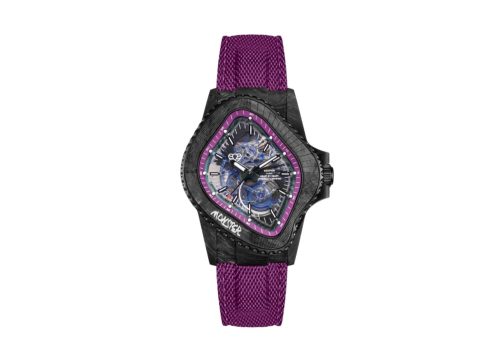 LAARVEE Watch PEA005 CFRPBLK PUR Black Carbon Fiber Resin Composite Skeleton Dial Quick-Release Straps