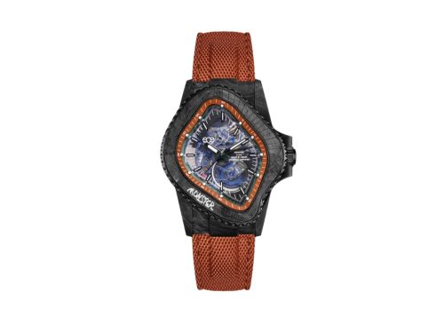 LAARVEE Watch PEA005-CFRPBLKBRN Black Carbon Fiber Resin Composite Skeleton Dial Quick-Release Straps