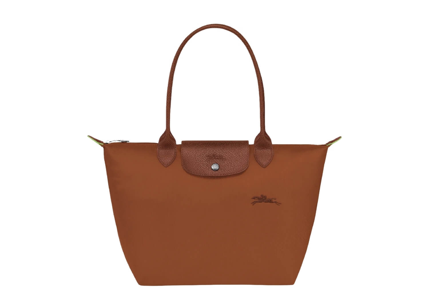 Longchamp Le Pliage Green Medium Tote Bag Cognac