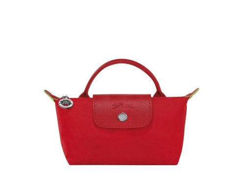 Longchamp Le Pliage Green Pouch With Handle Tomato