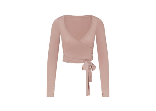 SKIMS NikeSKIMS Stretch Knit Himalayan Wrap Long Sleeve Cropped Top