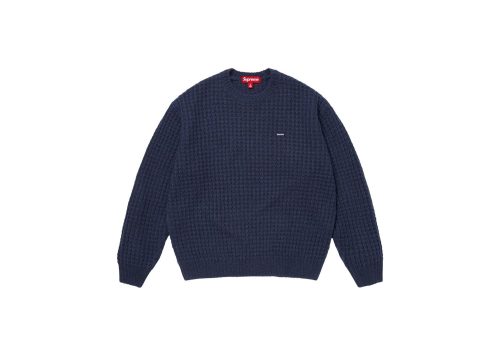 Supreme Small Box Waffle Sweater Navy