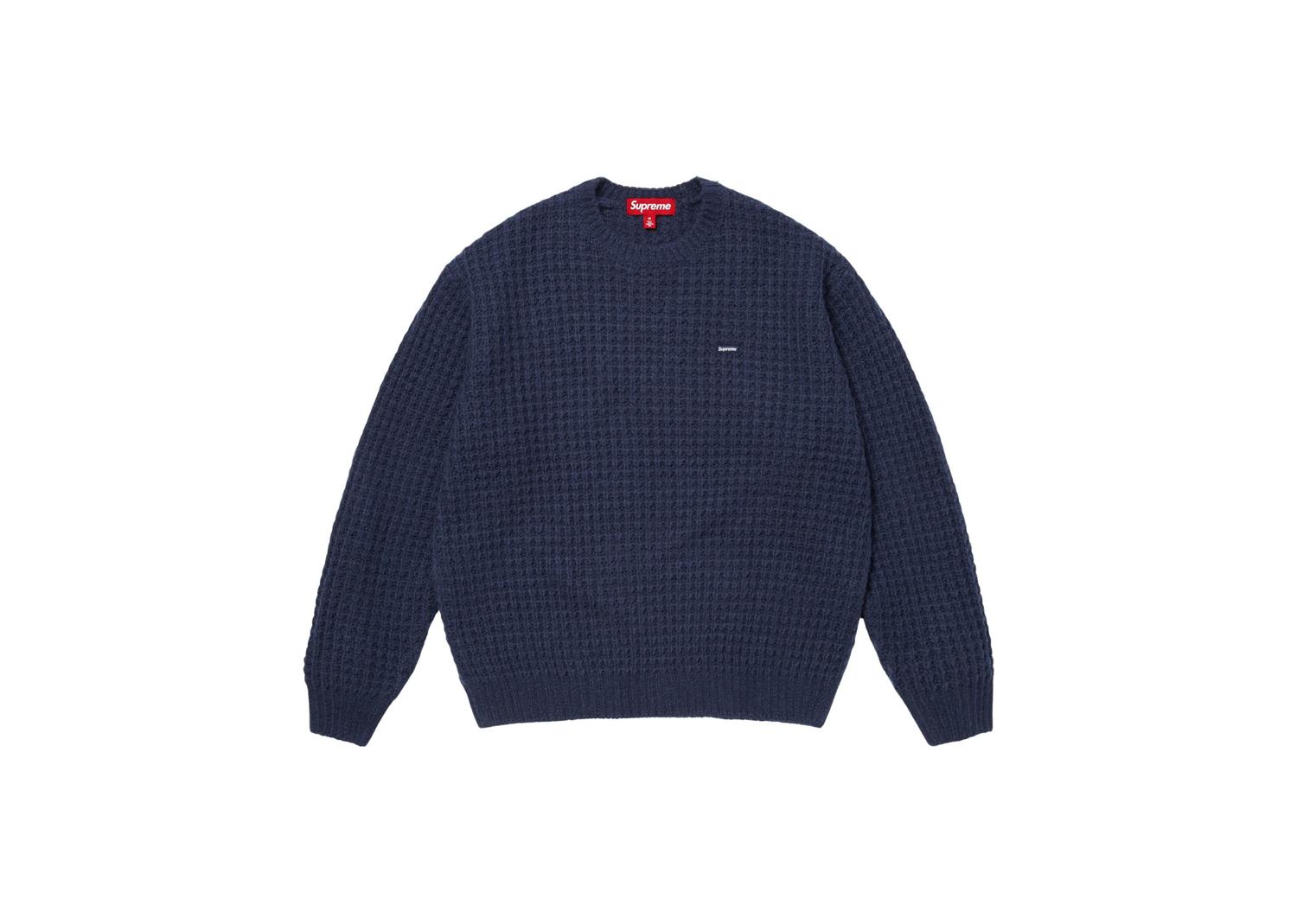 Supreme Small Box Waffle Sweater Navy