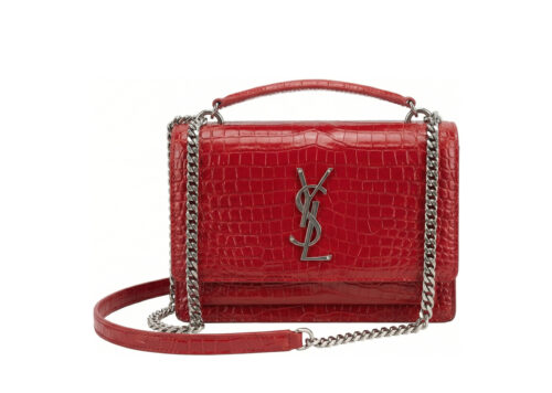 YSL Kırmızı Crocodile Desenli El Çantası