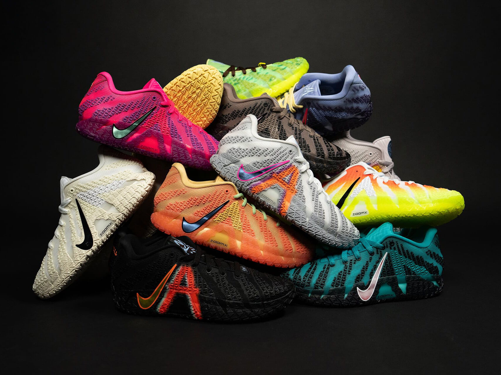 Nike JA 3 modelleri yığın halinde; renk seçenekleri ve silüet