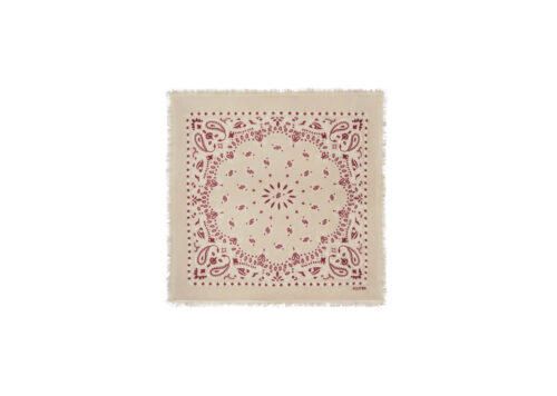 Kujten Small Bandana Hachi Bico Oats White Small Cashmere Bandana Two-Tone Printed