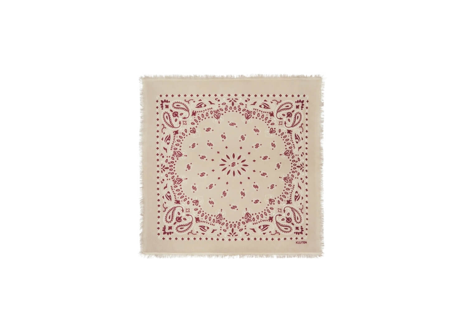 Kujten Small Bandana Hachi Bico Oats White Small Cashmere Bandana Two-Tone Printed