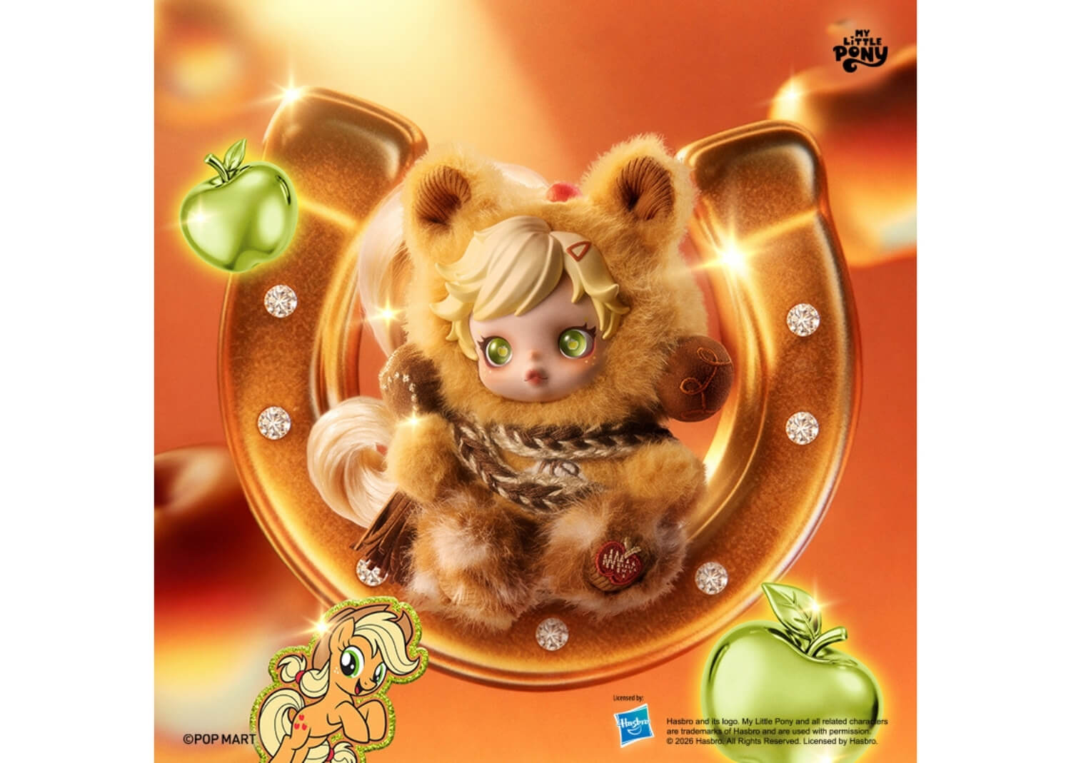 スカルパンダ×マイリトルポニー Sunset Shimmer Applejack Pop Mart SKULLPANDA × My Little Pony Series Plush Doll Pendant