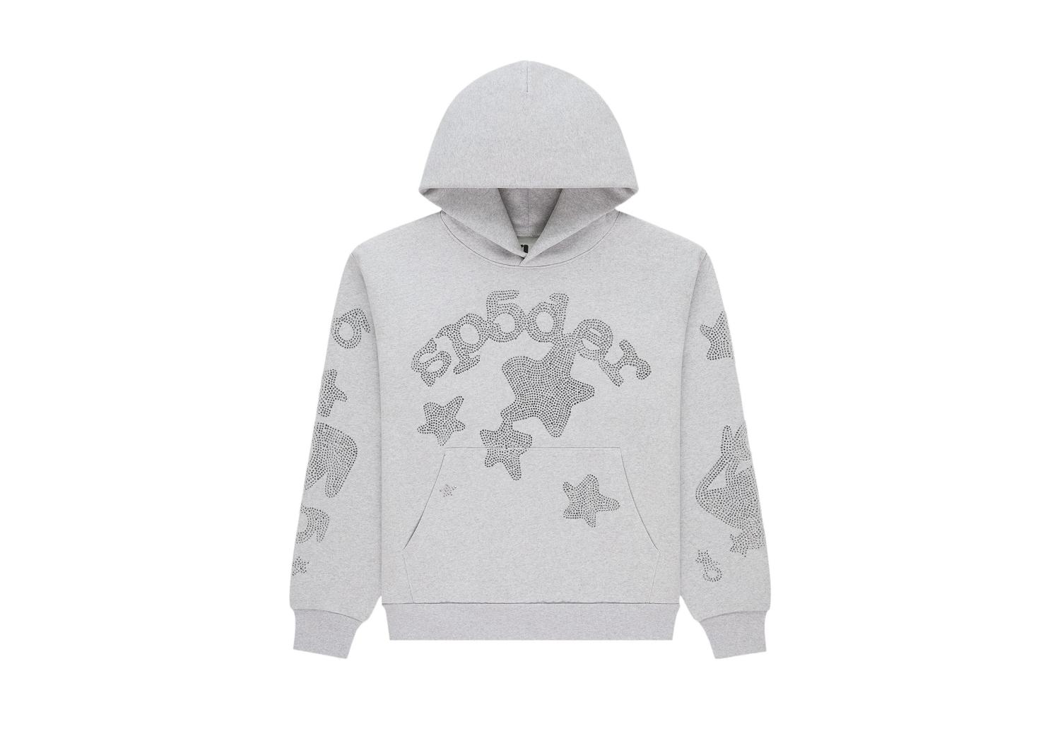 Sp5der Rhinestone Beluga Hoodie Heather Grey