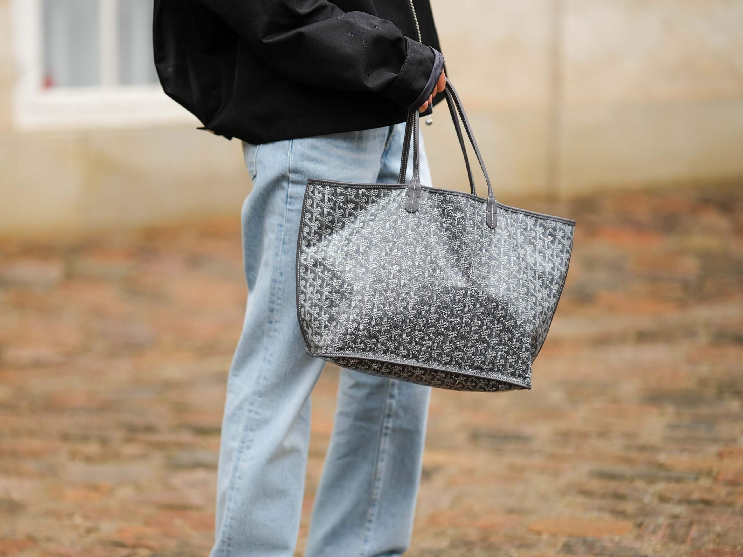 Goyard Saint Louis tote ve Goyardine kanvas desen detayı