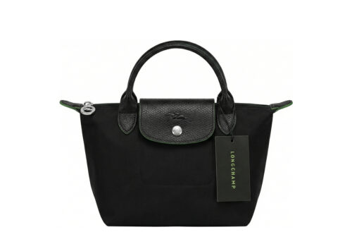 Longchamp Le Pliage Green Pouch With Handle Black