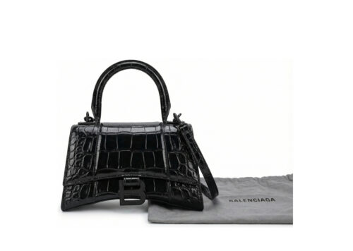 Balenciaga XS Hourglass Croc-Effect Bag