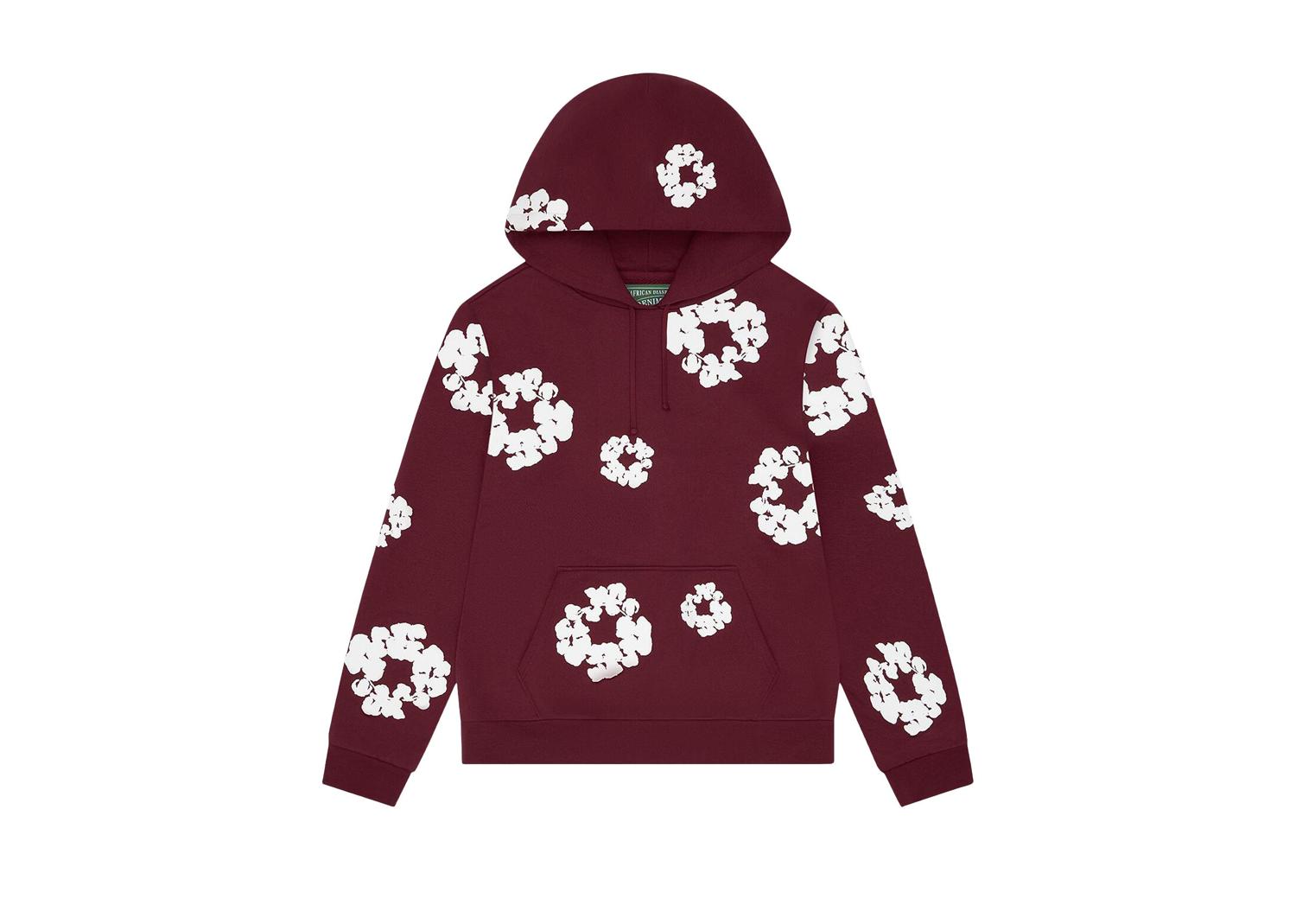 Denim Tears Cotton Wreath Hoodie Burgundy