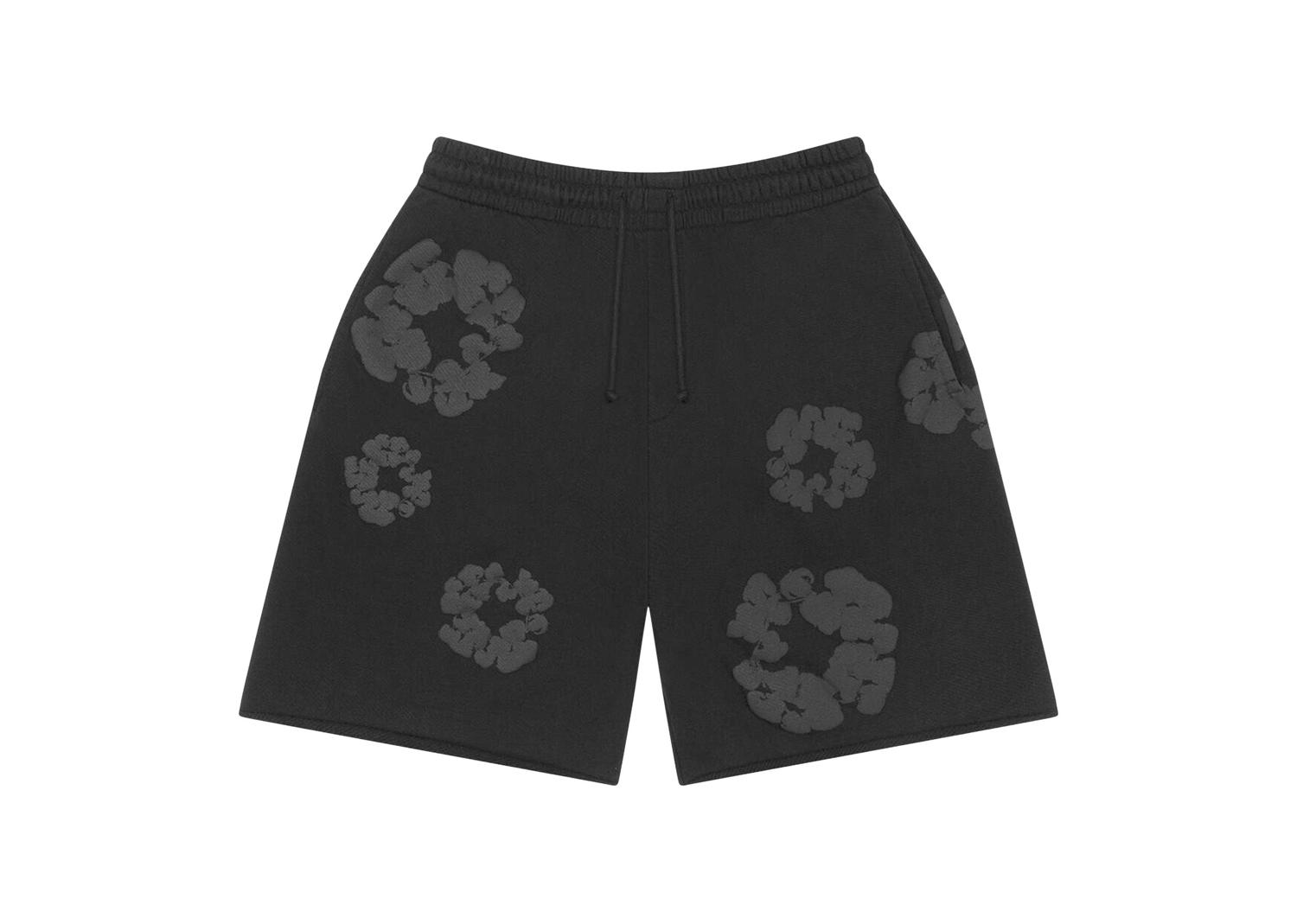 Denim Tears Faded Mono Cotton Wreath Sweatshorts Black