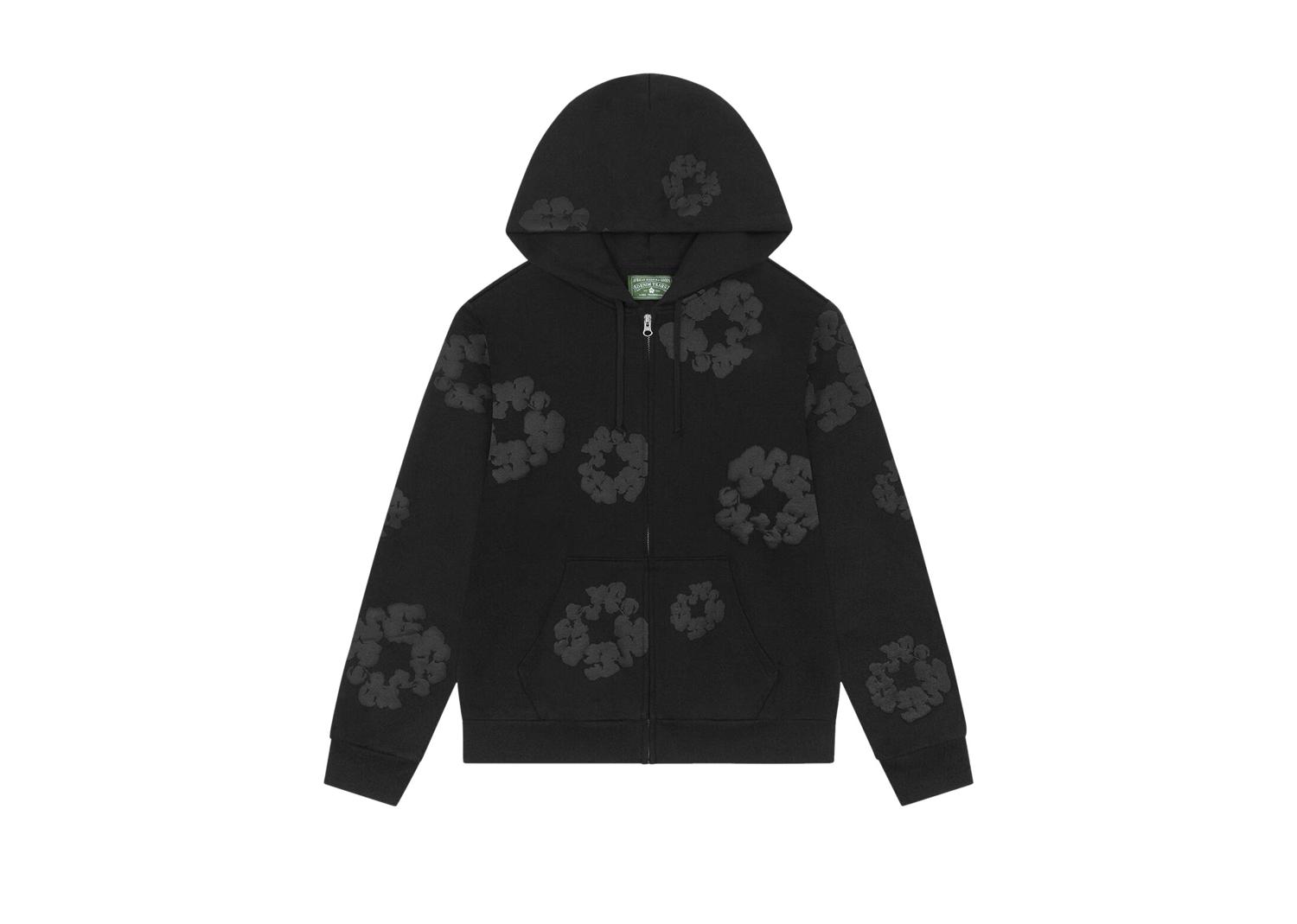 Denim Tears Mono Cotton Wreath Zip Hoodie Black