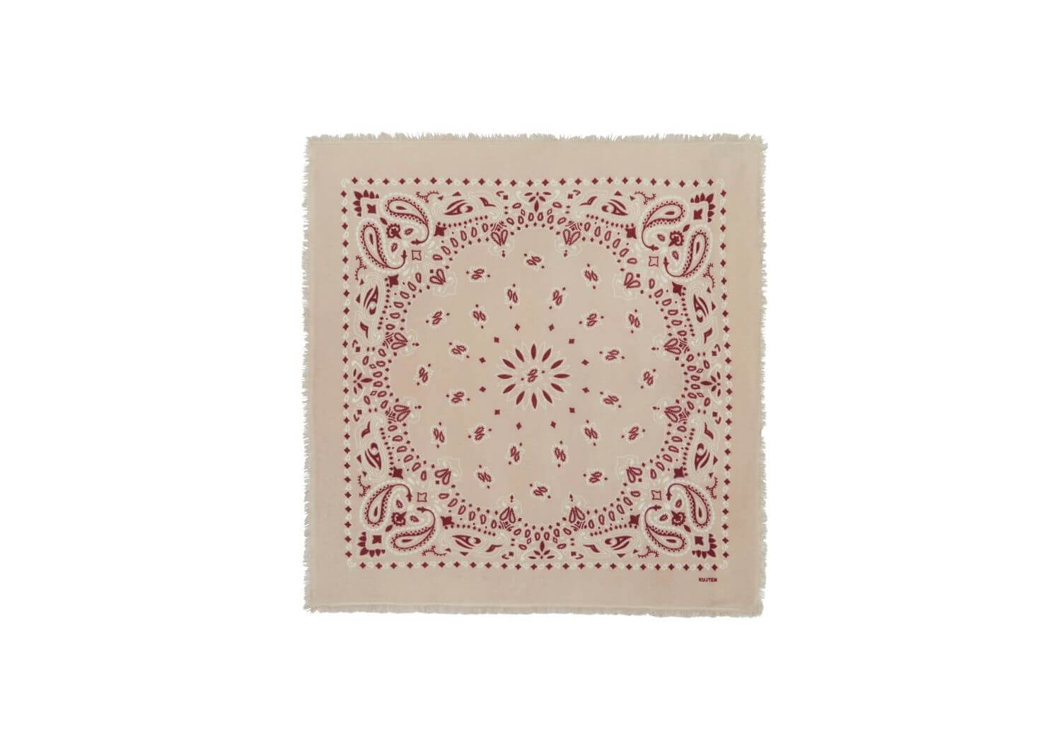 Kujten Large Bandana Hachiko Bico Sierra Oats Large Cashmere Bandana Two-Tone Printed