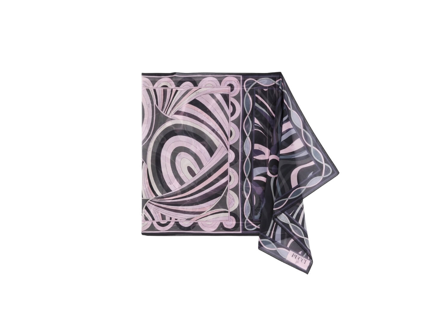 PUCCI Sarong with Mixed Prints Black and Pink Beach Pareo
