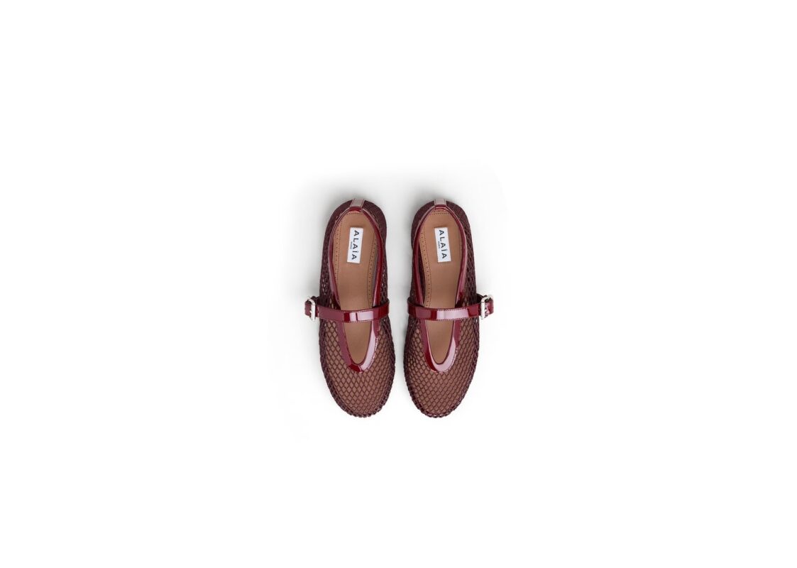 ALAÏA Ballet Flats Fishnet Rouge Grenat 4