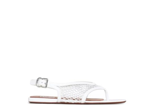ALAÏA Fishnet Thong Sandals Patent Blanc Optique - BLANC_OPTIQUE - 1
