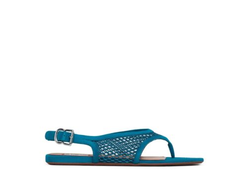 ALAÏA Fishnet Thong Sandals Suede China Blue - AAL_CHINA_BLUE - 1