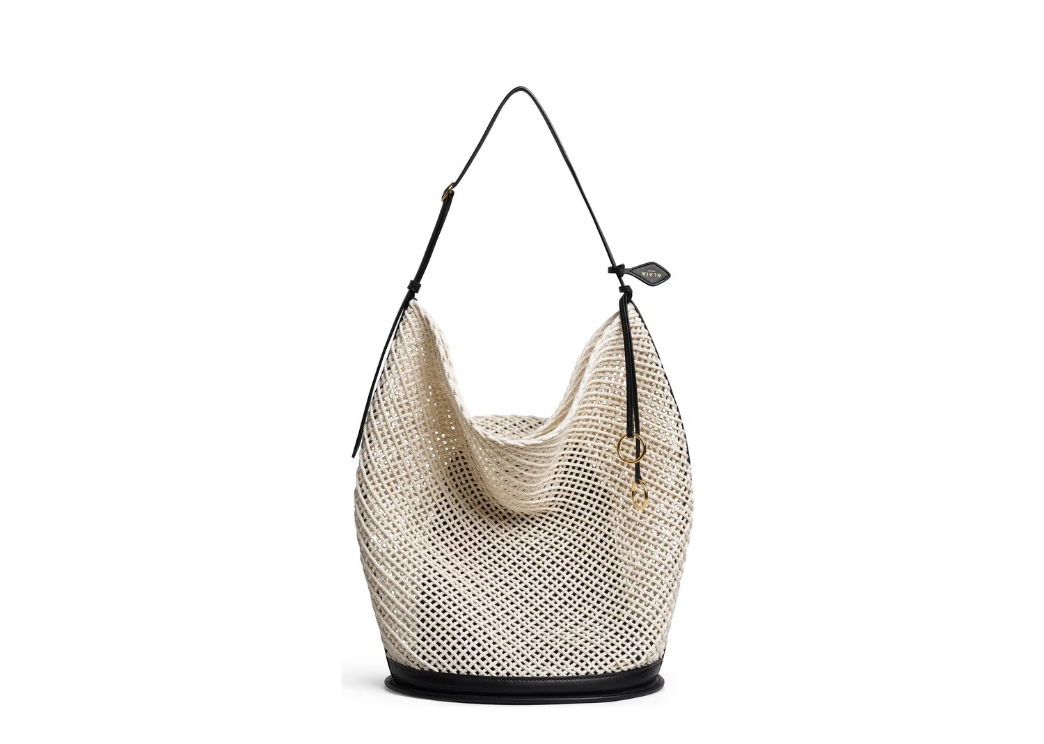 ALAÏA Hip Large Bucket Bag Cotton Net Beige Clair - BEIGE_CLAIR - 1