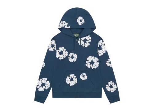 Denim Tears Cotton Wreath Zip Hoodie Navy - Navy - 1