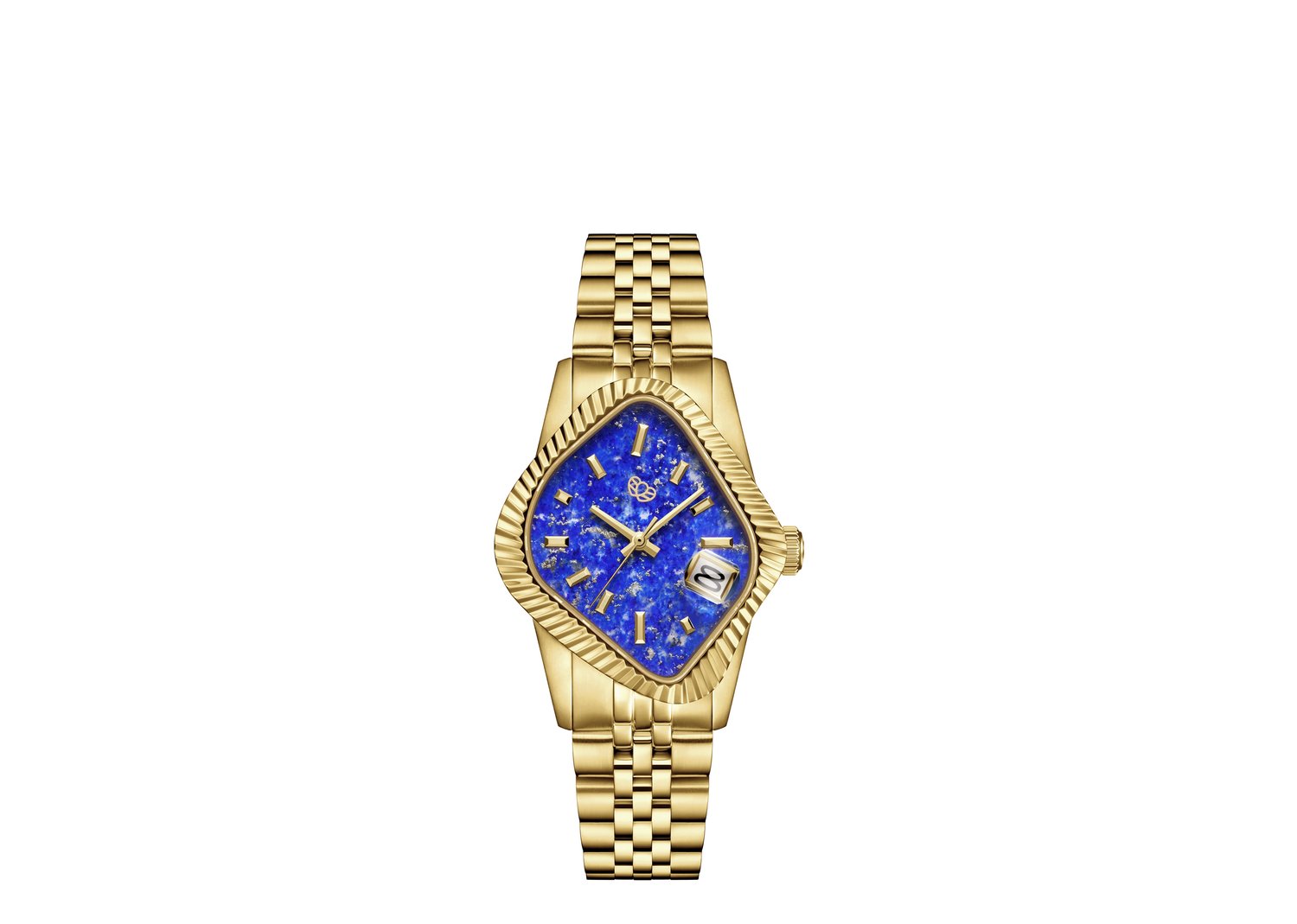 LAARVEE WATCH PEA003-GLAP - NATURAL LAPIS LAZULI DIAL - GOLDEN PRECISION STEEL: POLISHED FLUTED BEZEL & NATURAL LAPIS LAZULI DIAL - 1