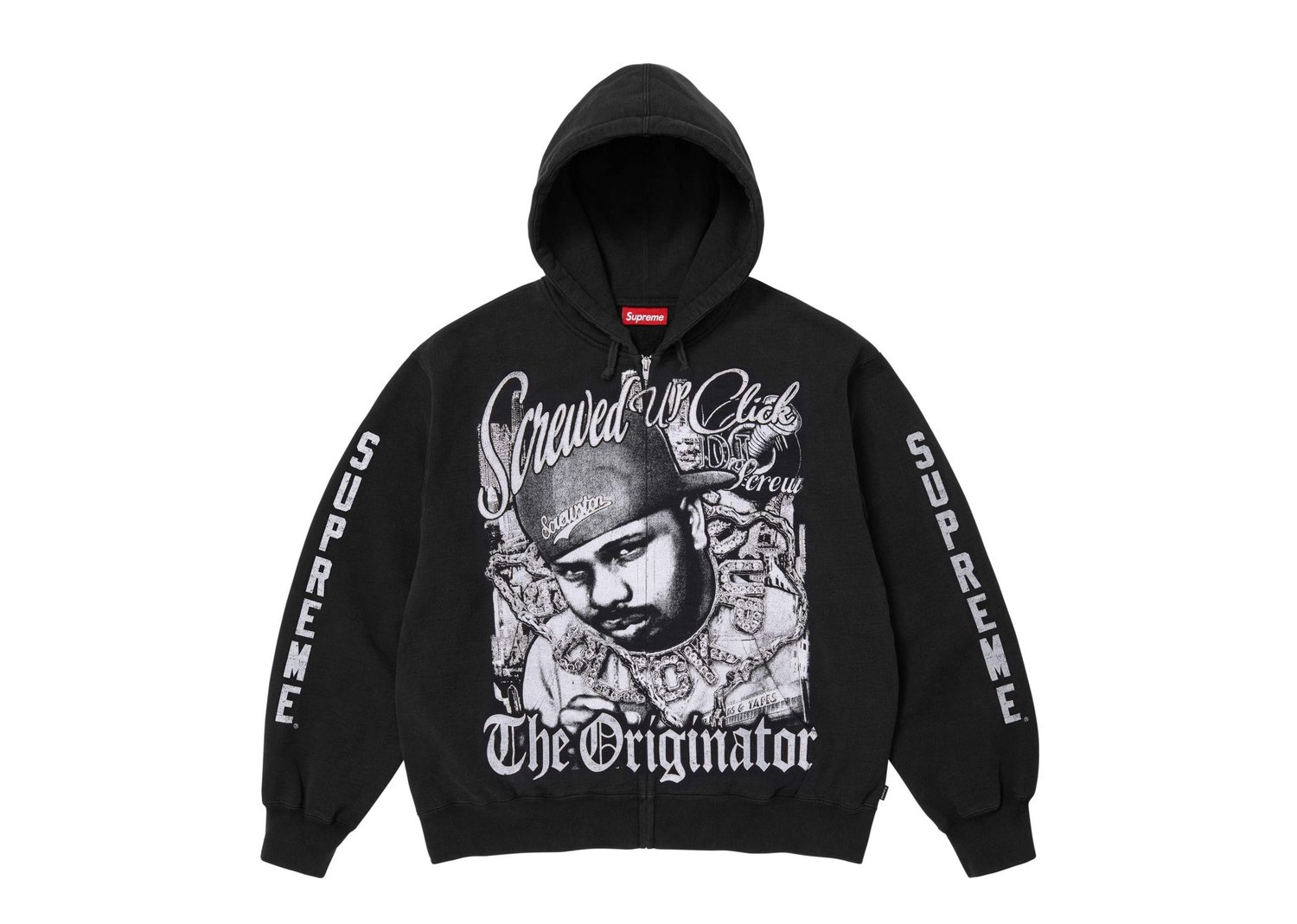 Supreme DJ Screw Zip Up Hooded Sweatshirt Black - Black - 1
