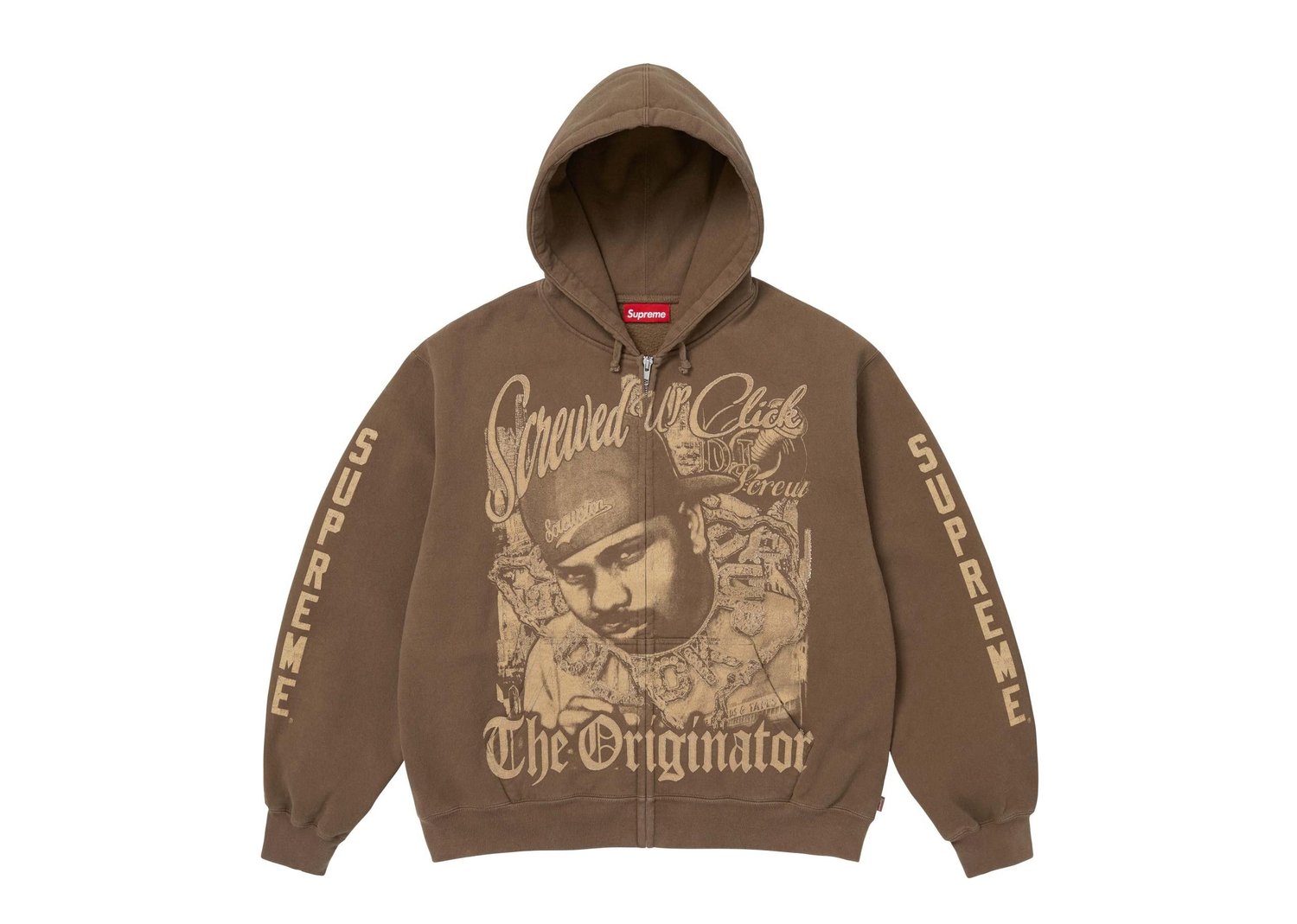 Supreme DJ Screw Zip Up Hooded Sweatshirt Brown - Brown - 1