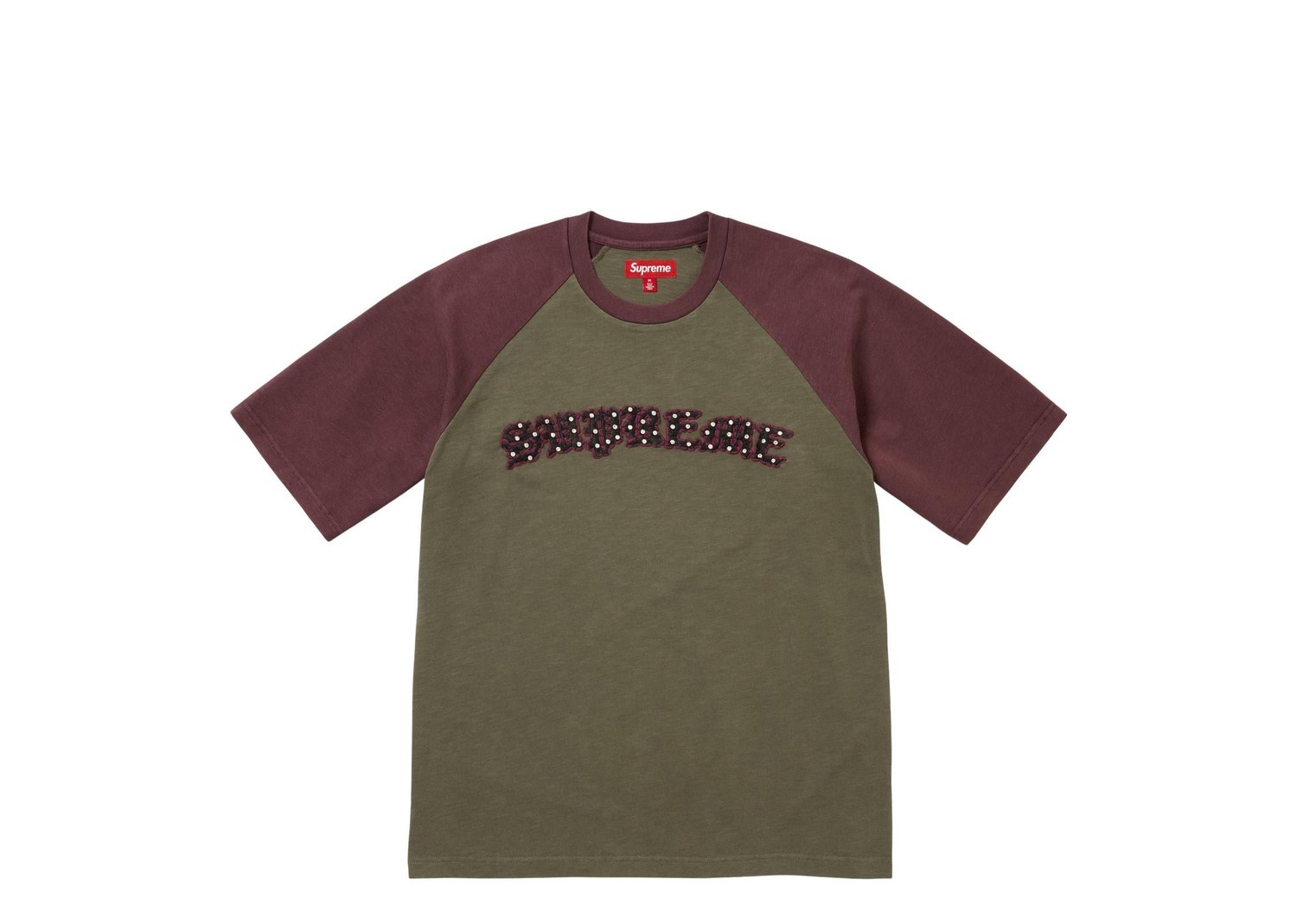 Supreme Rhinestone Raglan S/S Top Olive - Olive - 1