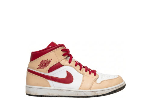 Nike Air Jordan 1 Mid Beige White Red