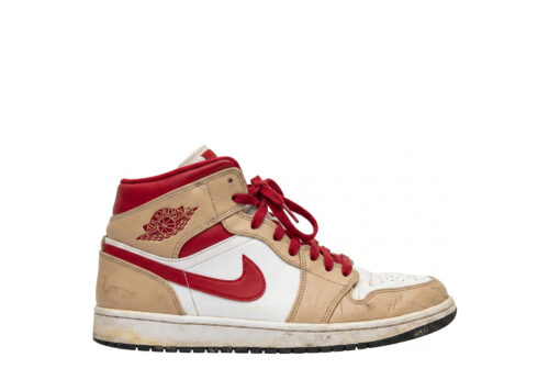Nike Air Jordan 1 Mid Beige White Red