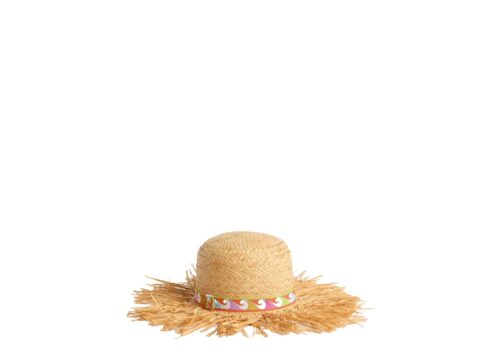 PUCCI Raffia Hat with Printed Brim - - 1